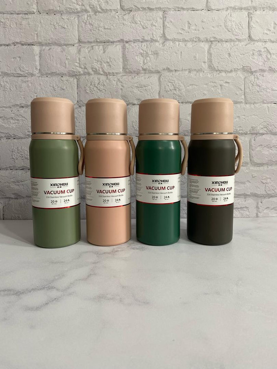 فلاسک ۵۰۰ میلیلیتری XINZHOU در چهار رنگ با درب لیوانی و بند سیلیکونی