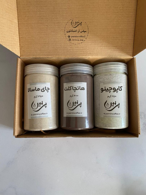 پک نوشیدنی فوری شامل کاپوچینو، ماسالا و هات چاکلت