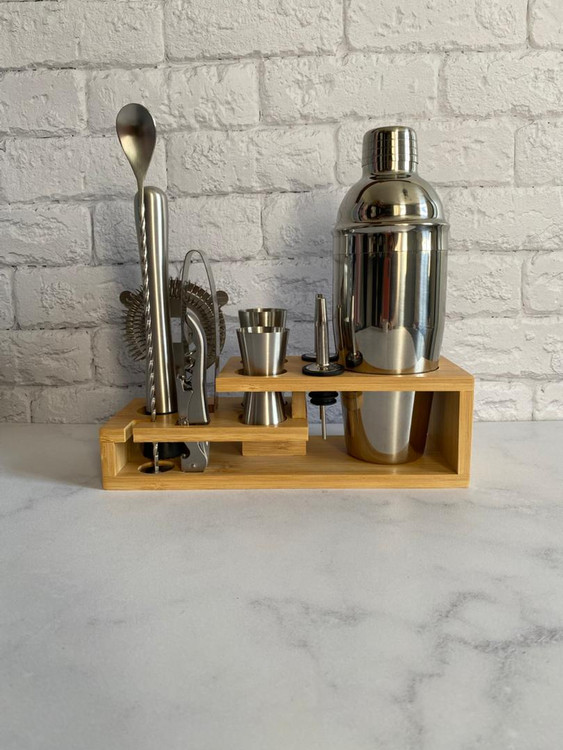 عکس ست بار سرد استیل با استند چوبی