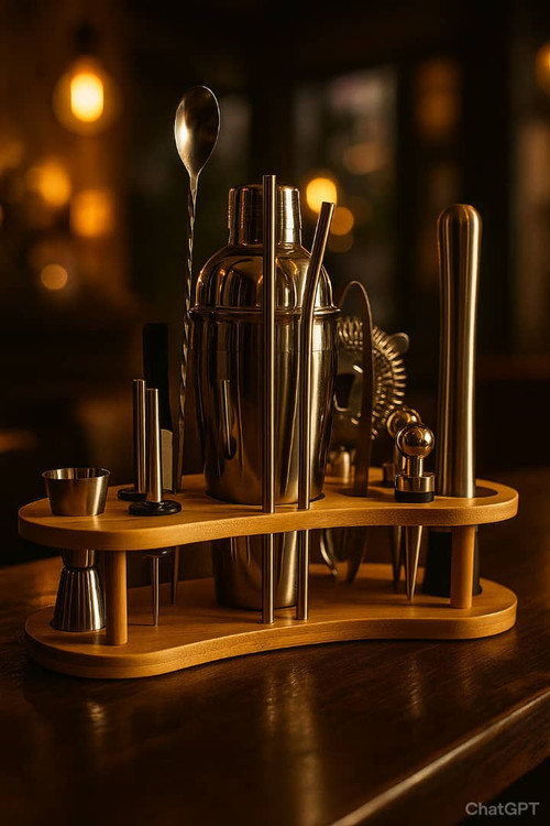 ست بار سرد 15 تکه با استند چوبی طرح پالت نقاشی