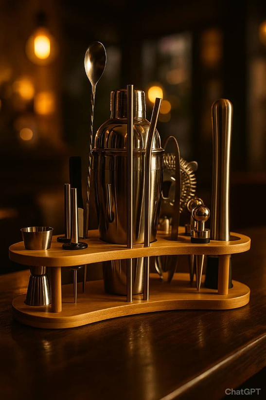 ست بار سرد 15 تکه با استند چوبی طرح پالت نقاشی