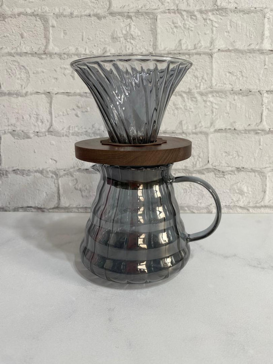 دریپر قهوه ساز V60 پایه چوبی به همراه سرور یونیک لایف اورجینال