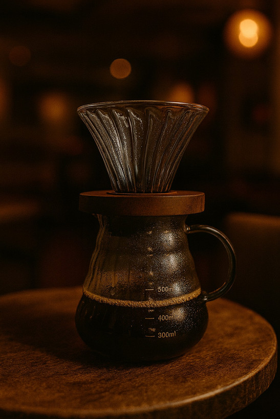 دریپر قهوه ساز V60 پایه چوبی به همراه سرور یونیک لایف اورجینال