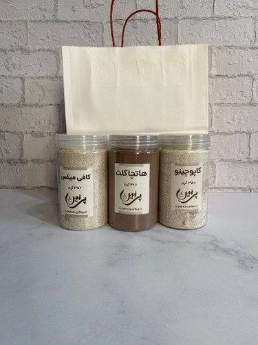 پک خوراکی شامل: کاپوچینو، کافی میکس، هات چاکلت