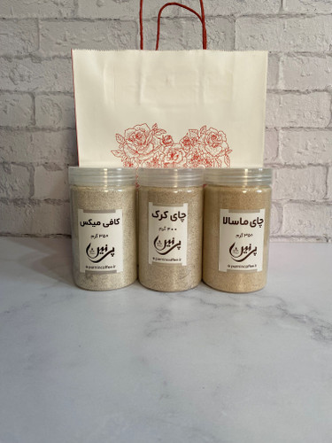 پک خوراکی شامل: کافی میکس، چای کرک ، چای ماسالا