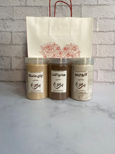 پک خوراکی شامل: کاپوچینو، چای ماسالا، هات چاکلت