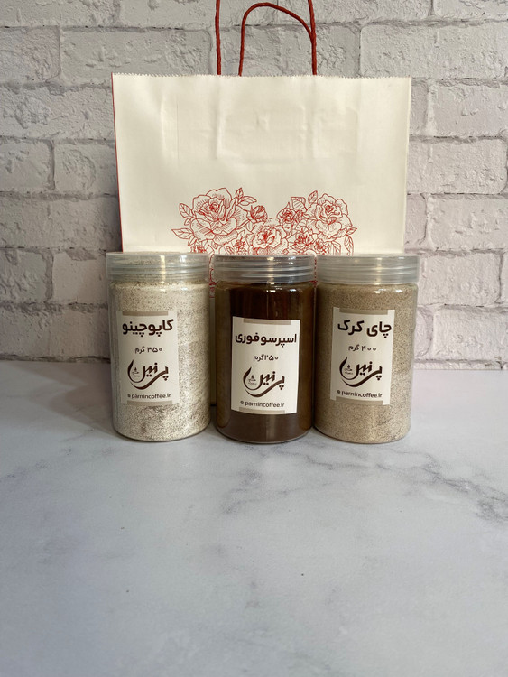 پک خوراکی شامل: کاپوچینو، اسپرسوفوری، چای کرک